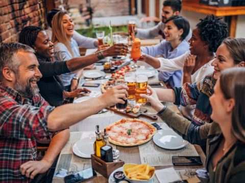 People eating at a restaurant